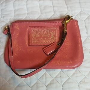 Coach Pink Leather Clutch with Gold Hardware